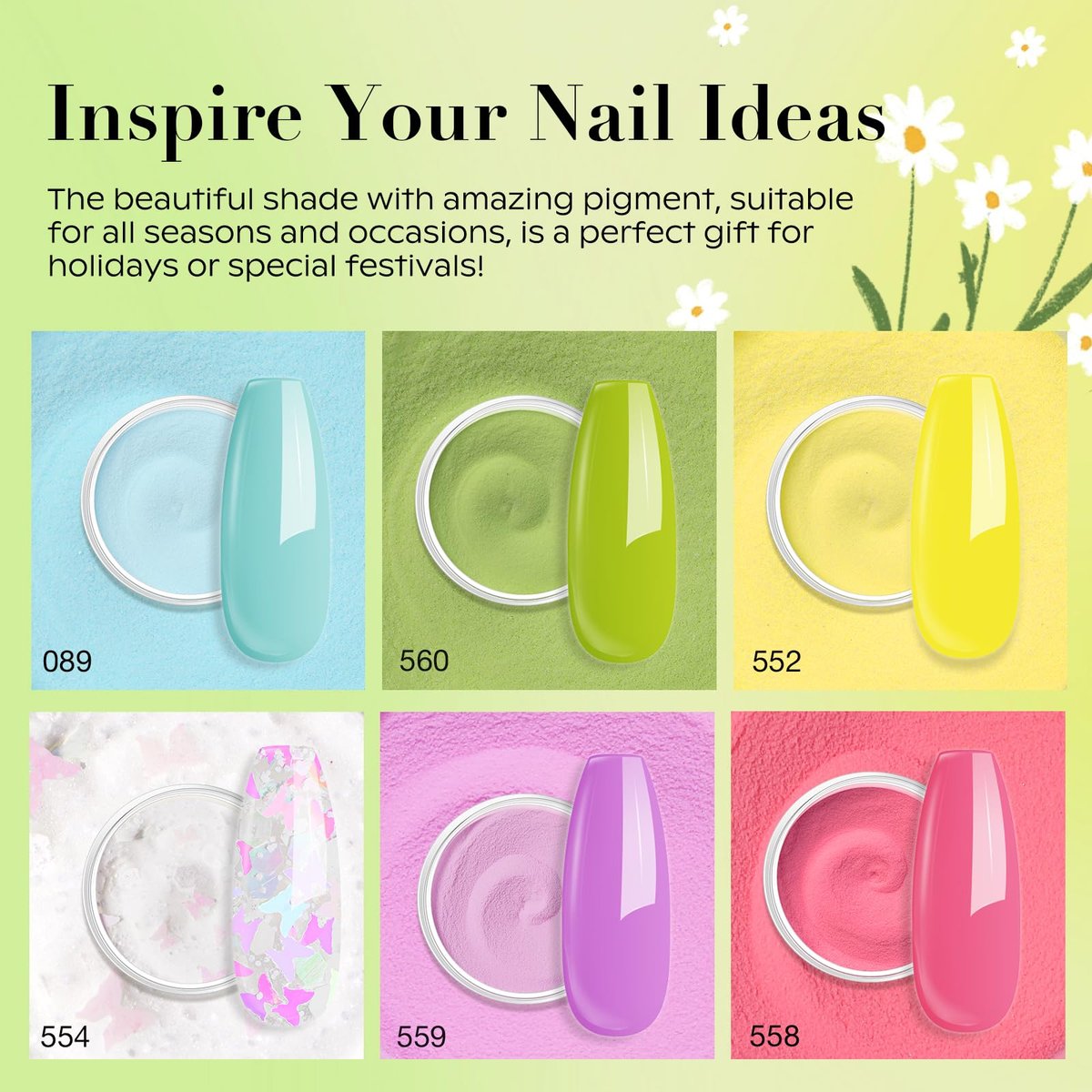 AZUREBEAUTY Dip Powder Nail Set - 6 Pastel Colors Spring Summer Collection, Starter Kit for French Art Manicure, No UV Lamp Needed - görsel 9
