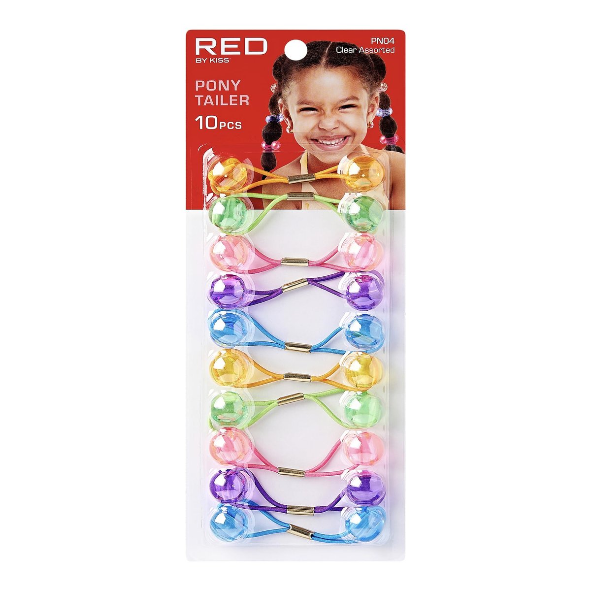 RED by Kiss 10 Pieces 16mm Ball Hair Ties - Clear Assorted Bubble Ponytail Holders for Kids, Girls, Women, and Toddlers - görsel 3
