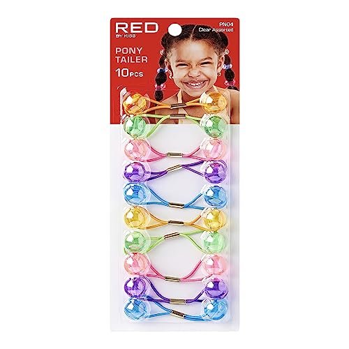 RED by Kiss 10 Pieces 16mm Ball Hair Ties - Clear Assorted Bubble Ponytail Holders for Kids, Girls, Women, and Toddlers - görsel 4