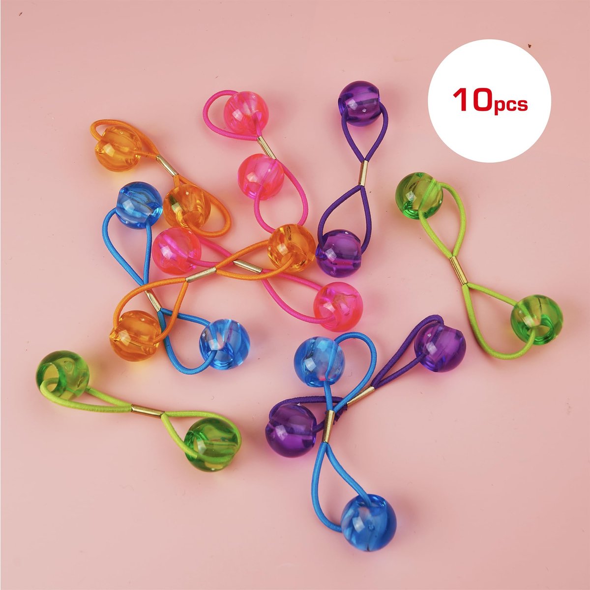 RED by Kiss 10 Pieces 16mm Ball Hair Ties - Clear Assorted Bubble Ponytail Holders for Kids, Girls, Women, and Toddlers - görsel 11