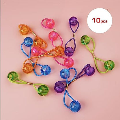 RED by Kiss 10 Pieces 16mm Ball Hair Ties - Clear Assorted Bubble Ponytail Holders for Kids, Girls, Women, and Toddlers