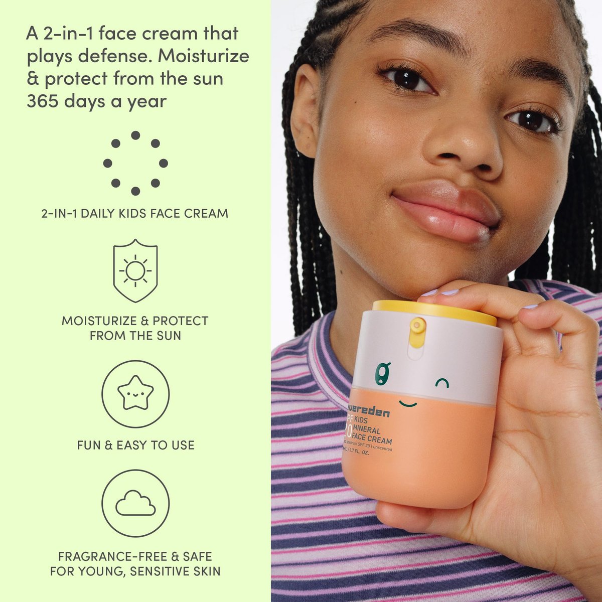 Evereden Kids Face Cream with SPF 20 - Fragrance-Free, Non-Toxic Moisturizer for Children, 1.7 oz Avelisse