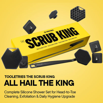 TOOLETRIES The Scrub King – Complete Silicone Shower Set for Men – Charcoal Avelisse