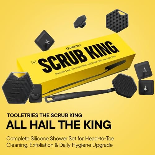 TOOLETRIES The Scrub King – Complete Silicone Shower Set for Men – Charcoal Avelisse
