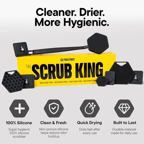 TOOLETRIES The Scrub King – Complete Silicone Shower Set for Men – Charcoal Avelisse