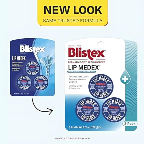 Blistex Lip Medex Medicated Lip Balm, 0.25 oz (Pack of 3) – Cooling Relief & Advanced Hydration - görsel 8