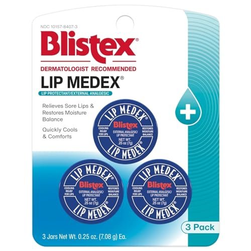 Blistex Lip Medex Medicated Lip Balm, 0.25 oz (Pack of 3) – Cooling Relief & Advanced Hydration - görsel 2