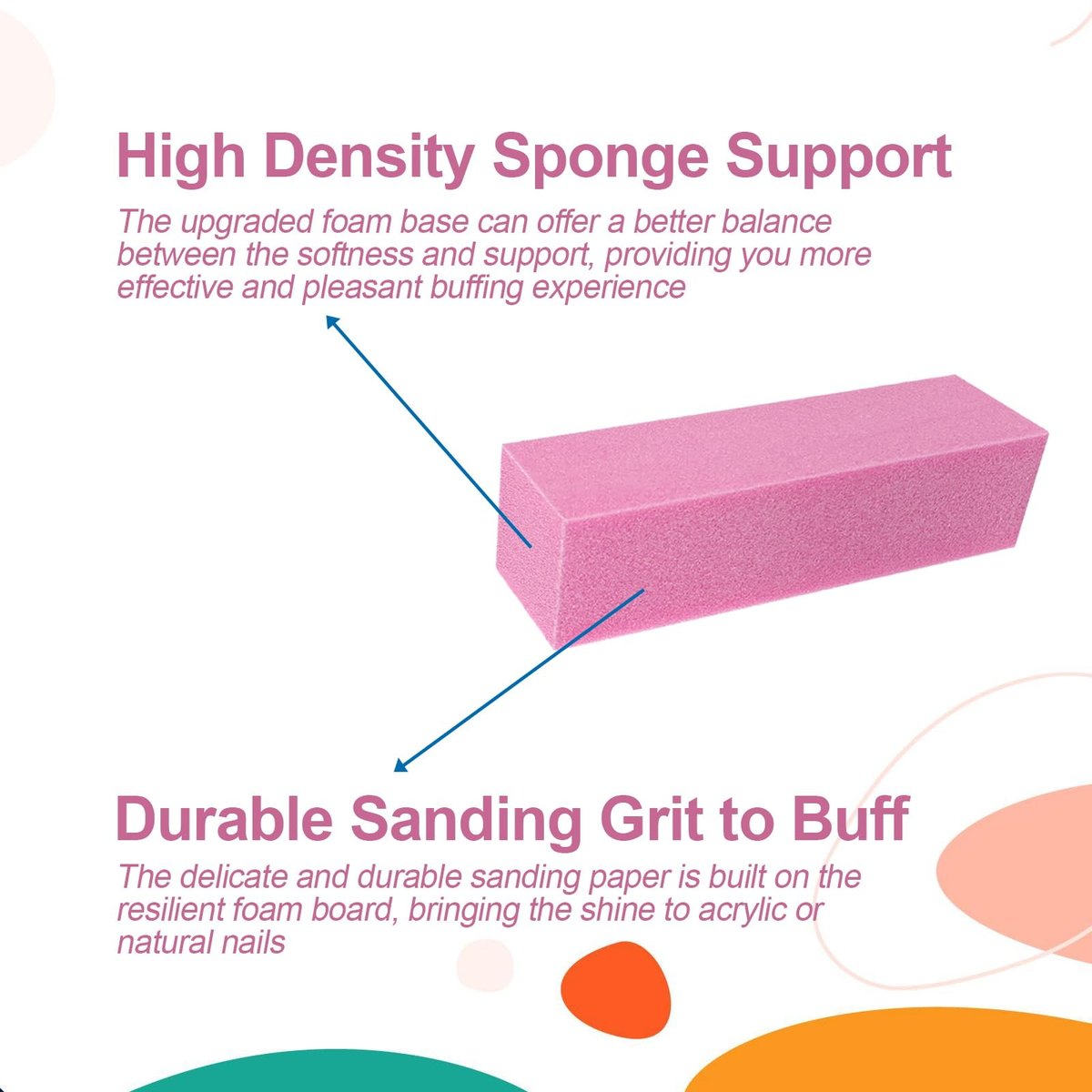 12 Pcs Nail Buffer Block Set - 4 Sided Sanding Buffers for Acrylic and Natural Nails, Professional Manicure Polisher, Medium Grit, Multicolor - görsel 5