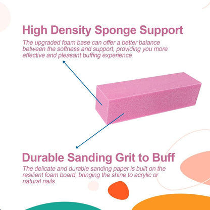 12 Pcs Nail Buffer Block Set - 4 Sided Sanding Buffers for Acrylic and Natural Nails, Professional Manicure Polisher, Medium Grit, Multicolor
