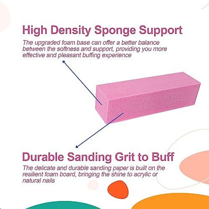 12 Pcs Nail Buffer Block Set - 4 Sided Sanding Buffers for Acrylic and Natural Nails, Professional Manicure Polisher, Medium Grit, Multicolor