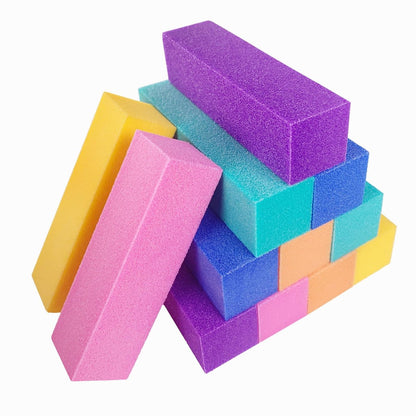 12 Pcs Nail Buffer Block Set - 4 Sided Sanding Buffers for Acrylic and Natural Nails, Professional Manicure Polisher, Medium Grit, Multicolor