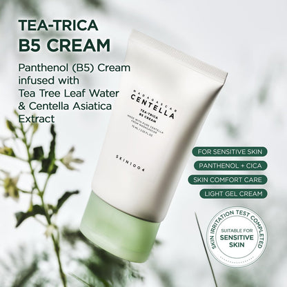 SKIN1004 Tea-Trica B5 Cream - Soothing & Hydrating Face Moisturizer with Centella Asiatica & Panthenol, Gel Cica Cream for Sensitive Skin, 2.53 fl.oz (75ml)