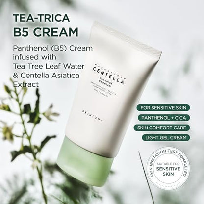 SKIN1004 Tea-Trica B5 Cream - Soothing & Hydrating Face Moisturizer with Centella Asiatica & Panthenol, Gel Cica Cream for Sensitive Skin, 2.53 fl.oz (75ml)