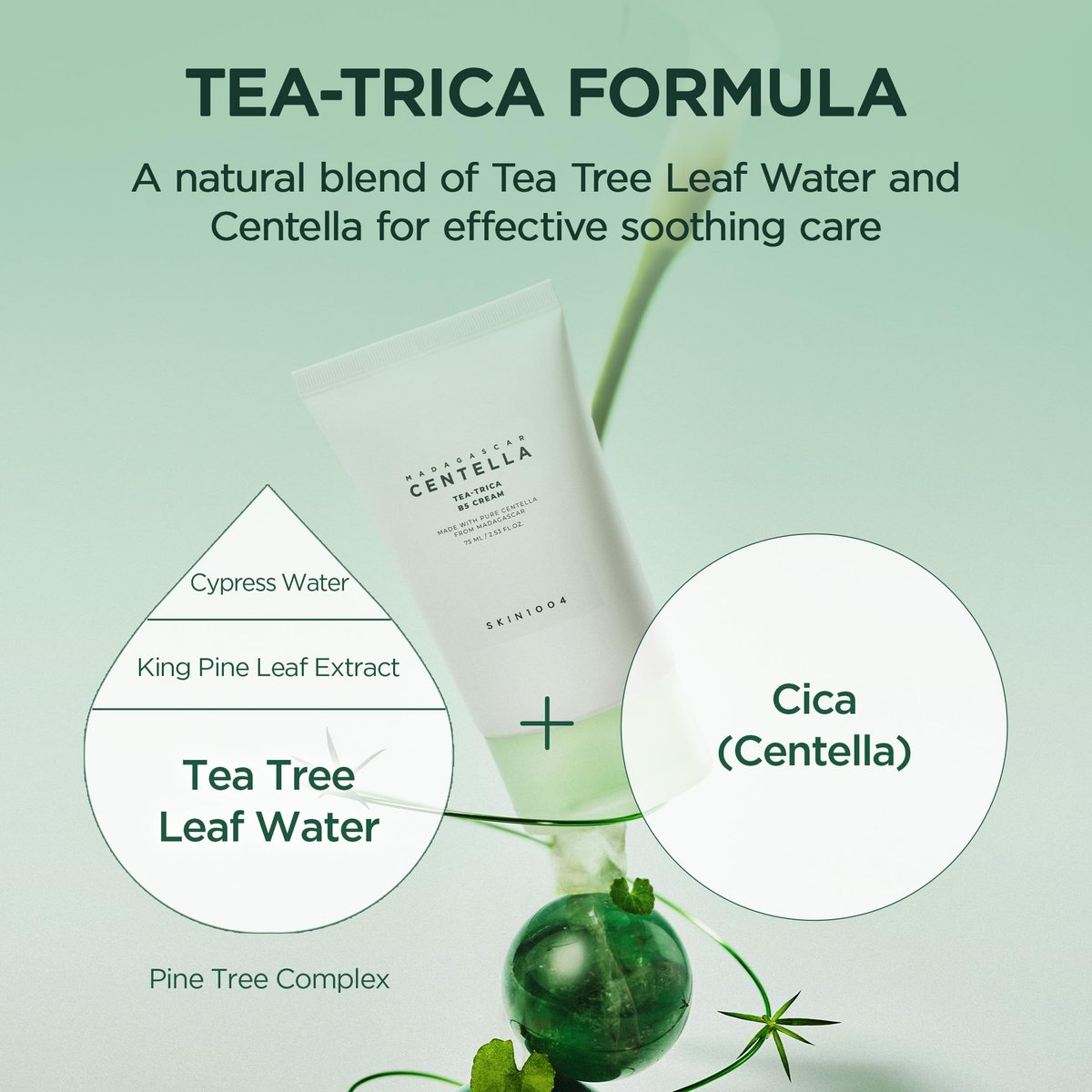SKIN1004 Tea-Trica B5 Cream - Soothing & Hydrating Face Moisturizer with Centella Asiatica & Panthenol, Gel Cica Cream for Sensitive Skin, 2.53 fl.oz (75ml) - görsel 7