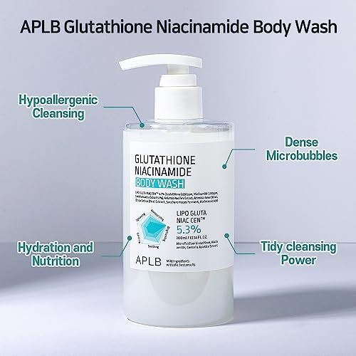 APLB Glutathione Niacinamide Body Wash – LIPO GLUTA NIAC CEN™ 5.3% Deep Moisture Body Cleanser for Soft, Radiant Skin (10.14 fl oz) Avelisse
