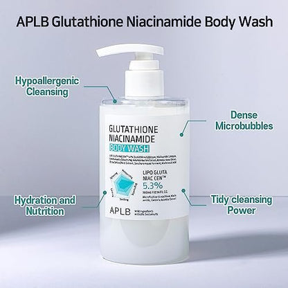 APLB Glutathione Niacinamide Body Wash – LIPO GLUTA NIAC CEN™ 5.3% Deep Moisture Body Cleanser for Soft, Radiant Skin (10.14 fl oz) Avelisse