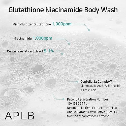 APLB Glutathione Niacinamide Body Wash – LIPO GLUTA NIAC CEN™ 5.3% Deep Moisture Body Cleanser for Soft, Radiant Skin (10.14 fl oz) Avelisse