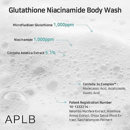 APLB Glutathione Niacinamide Body Wash – LIPO GLUTA NIAC CEN™ 5.3% Deep Moisture Body Cleanser for Soft, Radiant Skin (10.14 fl oz) Avelisse