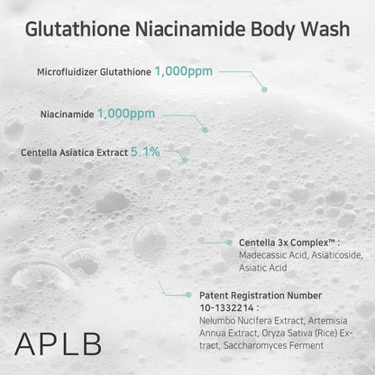 APLB Glutathione Niacinamide Body Wash – LIPO GLUTA NIAC CEN™ 5.3% Deep Moisture Body Cleanser for Soft, Radiant Skin (10.14 fl oz) Avelisse
