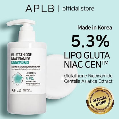 APLB Glutathione Niacinamide Body Wash – LIPO GLUTA NIAC CEN™ 5.3% Deep Moisture Body Cleanser for Soft, Radiant Skin (10.14 fl oz) Avelisse