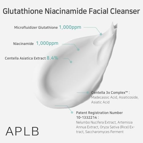 APLB Glutathione Niacinamide Facial Cleanser – LIPO GLUTA NIAC CEN™ 8.6% – Korean Skincare for Pore Tightening, Sebum Control & Deep Moisture (2.71 Fl Oz) Avelisse