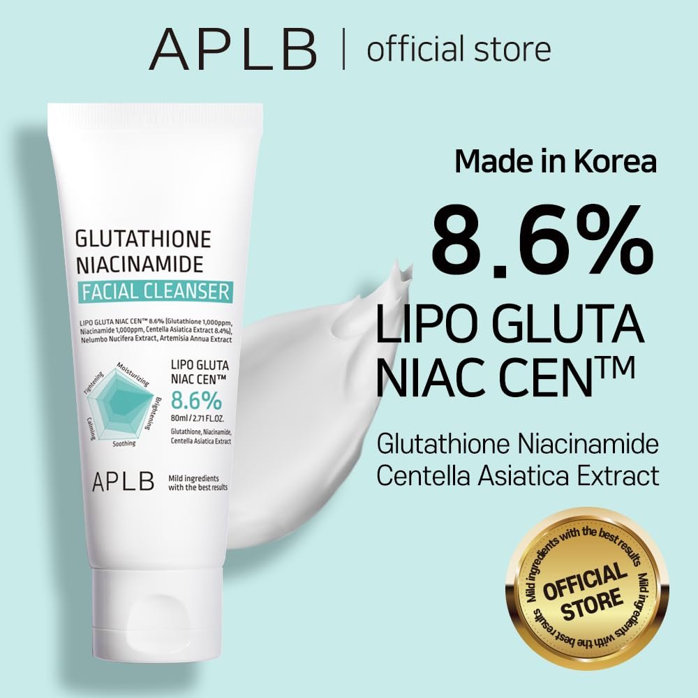 APLB Glutathione Niacinamide Facial Cleanser – LIPO GLUTA NIAC CEN™ 8.6% – Korean Skincare for Pore Tightening, Sebum Control & Deep Moisture (2.71 Fl Oz) Avelisse