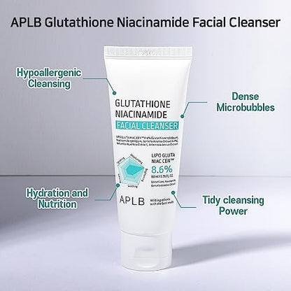 APLB Glutathione Niacinamide Facial Cleanser – LIPO GLUTA NIAC CEN™ 8.6% – Korean Skincare for Pore Tightening, Sebum Control & Deep Moisture (2.71 Fl Oz) Avelisse