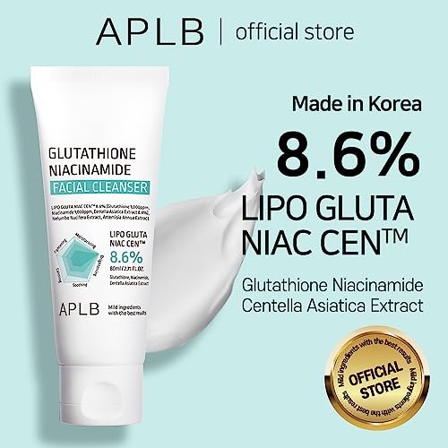 APLB Glutathione Niacinamide Facial Cleanser – LIPO GLUTA NIAC CEN™ 8.6% – Korean Skincare for Pore Tightening, Sebum Control & Deep Moisture (2.71 Fl Oz) Avelisse