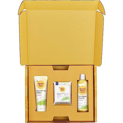 Burt's Bees Baby Gift Set for Baby Showers: Lavender Shampoo, Body Lotion, Wipes & Cloths – Naturally-Derived Skincare Essentials (3 Count) Avelisse