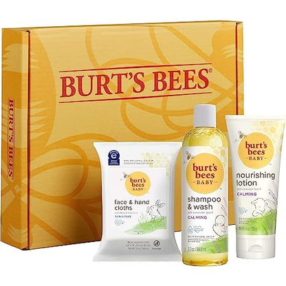 Burt's Bees Baby Gift Set for Baby Showers: Lavender Shampoo, Body Lotion, Wipes & Cloths – Naturally-Derived Skincare Essentials (3 Count) Avelisse