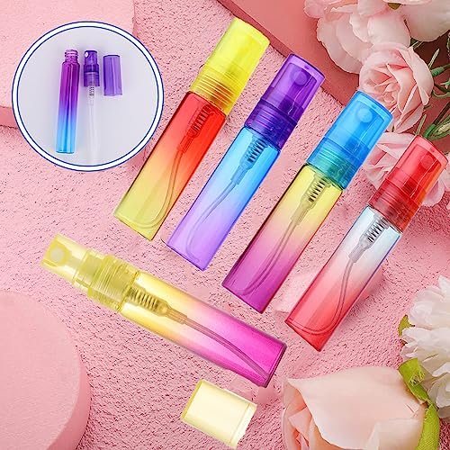 SUKPSY 10 Pack Mini Glass Spray Bottles - Refillable Fine Mist 5ml Travel Perfume & Essential Oil Atomizers (5 Gradient Colors) - görsel 8
