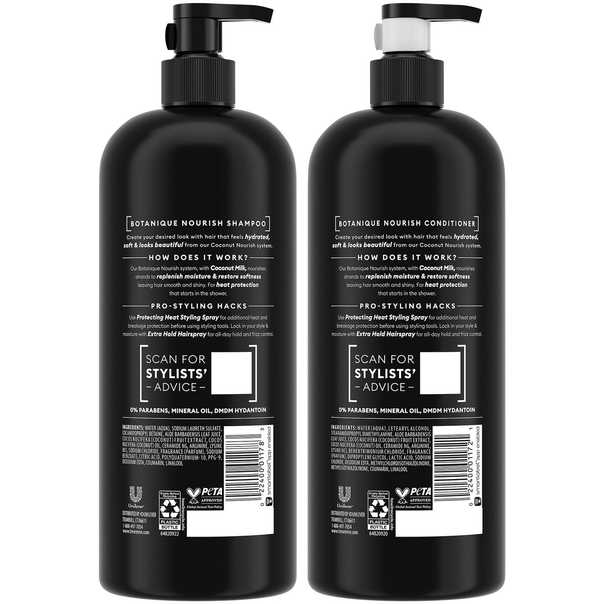 TRESemmé Botanique Nourish Shampoo and Conditioner Set – Anti-Frizz with Coconut Milk & Aloe Vera, 28 oz Each Avelisse