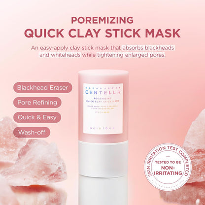 SKIN1004 Poremizing Quick Clay Stick Mask - Pink Mud Mask with Centella for Pore Minimizing and Sebum Control, 0.95 oz Avelisse