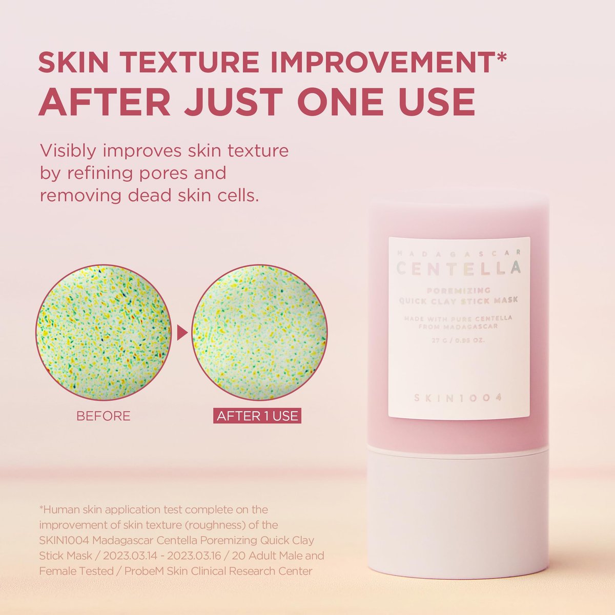 SKIN1004 Poremizing Quick Clay Stick Mask - Pink Mud Mask with Centella for Pore Minimizing and Sebum Control, 0.95 oz Avelisse