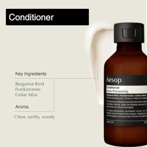 Aesop Arrival Travel Set (4-Piece) – Shampoo, Conditioner, Geranium Leaf Body Cleanser & Rind Concentrate Body Balm – 1.7 oz/50 mL Each – Gift Set with Reusable Canvas Bag Avelisse
