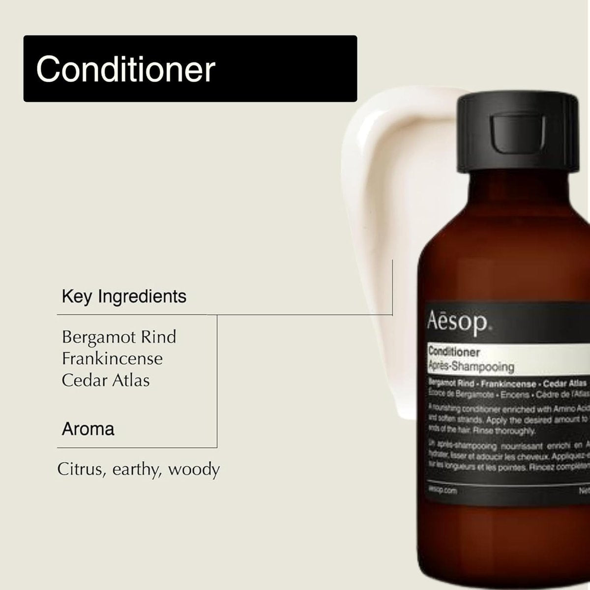 Aesop Arrival Travel Set (4-Piece) – Shampoo, Conditioner, Geranium Leaf Body Cleanser & Rind Concentrate Body Balm – 1.7 oz/50 mL Each – Gift Set with Reusable Canvas Bag Avelisse