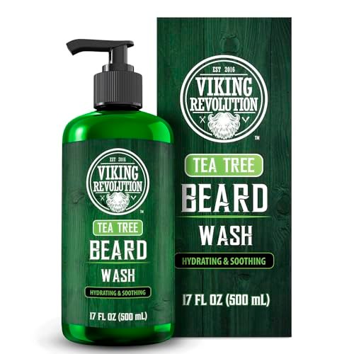 Viking Revolution Tea Tree Beard Wash for Men - Beard Softener & Strengthener with Argan Oil, Ginseng & Olive Oil, 17 oz Avelisse