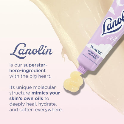 Lanolips 12 Hour Overnight Lip Mask – Rich Lanolin Lip Balm with Hyaluronic Acid, Vitamin C & Ceramides – Restore, Soften & Replenish While You Sleep – Cruelty-Free Hydrating Balm (0.52 oz / 15 g)