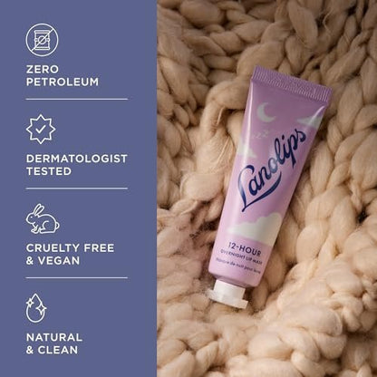 Lanolips 12 Hour Overnight Lip Mask – Rich Lanolin Lip Balm with Hyaluronic Acid, Vitamin C & Ceramides – Restore, Soften & Replenish While You Sleep – Cruelty-Free Hydrating Balm (0.52 oz / 15 g)