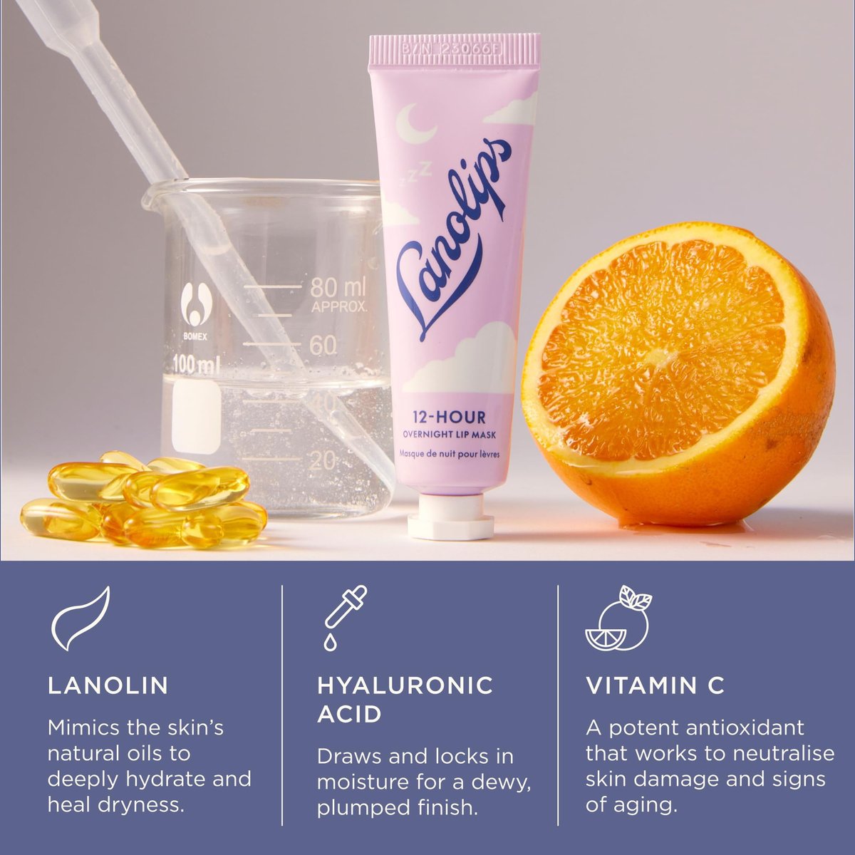 Lanolips 12 Hour Overnight Lip Mask – Rich Lanolin Lip Balm with Hyaluronic Acid, Vitamin C & Ceramides – Restore, Soften & Replenish While You Sleep – Cruelty-Free Hydrating Balm (0.52 oz / 15 g) - görsel 7