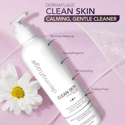 Dermaflage Clean Skin Cleanser - Gentle Face Wash for Sensitive Skin - Fragrance-Free, Sulfate-Free, pH-Balanced - Lightweight Daily Cleanser - 6 fl oz