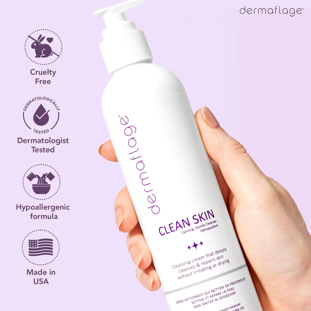 Dermaflage Clean Skin Cleanser - Gentle Face Wash for Sensitive Skin - Fragrance-Free, Sulfate-Free, pH-Balanced - Lightweight Daily Cleanser - 6 fl oz - görsel 11