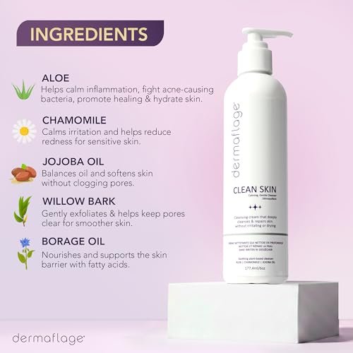 Dermaflage Clean Skin Cleanser - Gentle Face Wash for Sensitive Skin - Fragrance-Free, Sulfate-Free, pH-Balanced - Lightweight Daily Cleanser - 6 fl oz - görsel 6