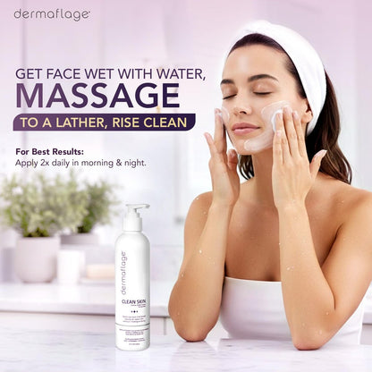 Dermaflage Clean Skin Cleanser - Gentle Face Wash for Sensitive Skin - Fragrance-Free, Sulfate-Free, pH-Balanced - Lightweight Daily Cleanser - 6 fl oz
