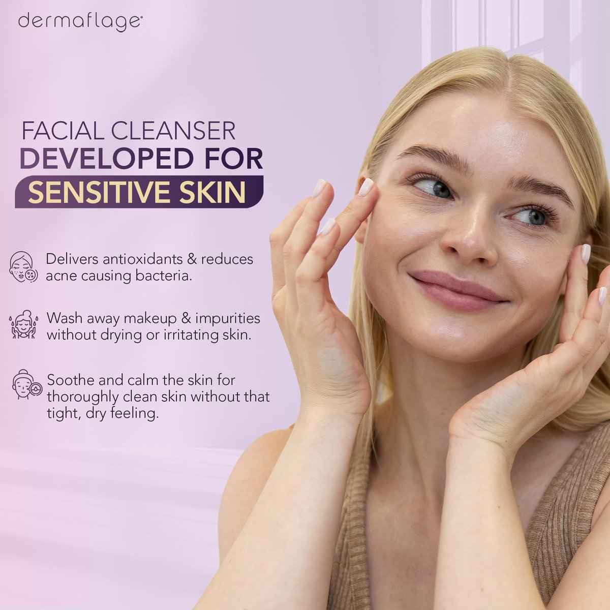 Dermaflage Clean Skin Cleanser - Gentle Face Wash for Sensitive Skin - Fragrance-Free, Sulfate-Free, pH-Balanced - Lightweight Daily Cleanser - 6 fl oz - görsel 9