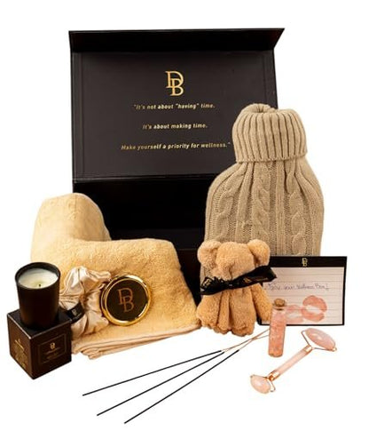 Wellness Box 12pc Self Care Spa Gift Basket for Women - Luxury Beauty Kit with Scented Candle, Jade Roller, Bath Bomb - Perfect for Mother's Day, Birthday, Best Friend Avelisse