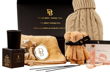 Wellness Box 12pc Self Care Spa Gift Basket for Women - Luxury Beauty Kit with Scented Candle, Jade Roller, Bath Bomb - Perfect for Mother's Day, Birthday, Best Friend Avelisse