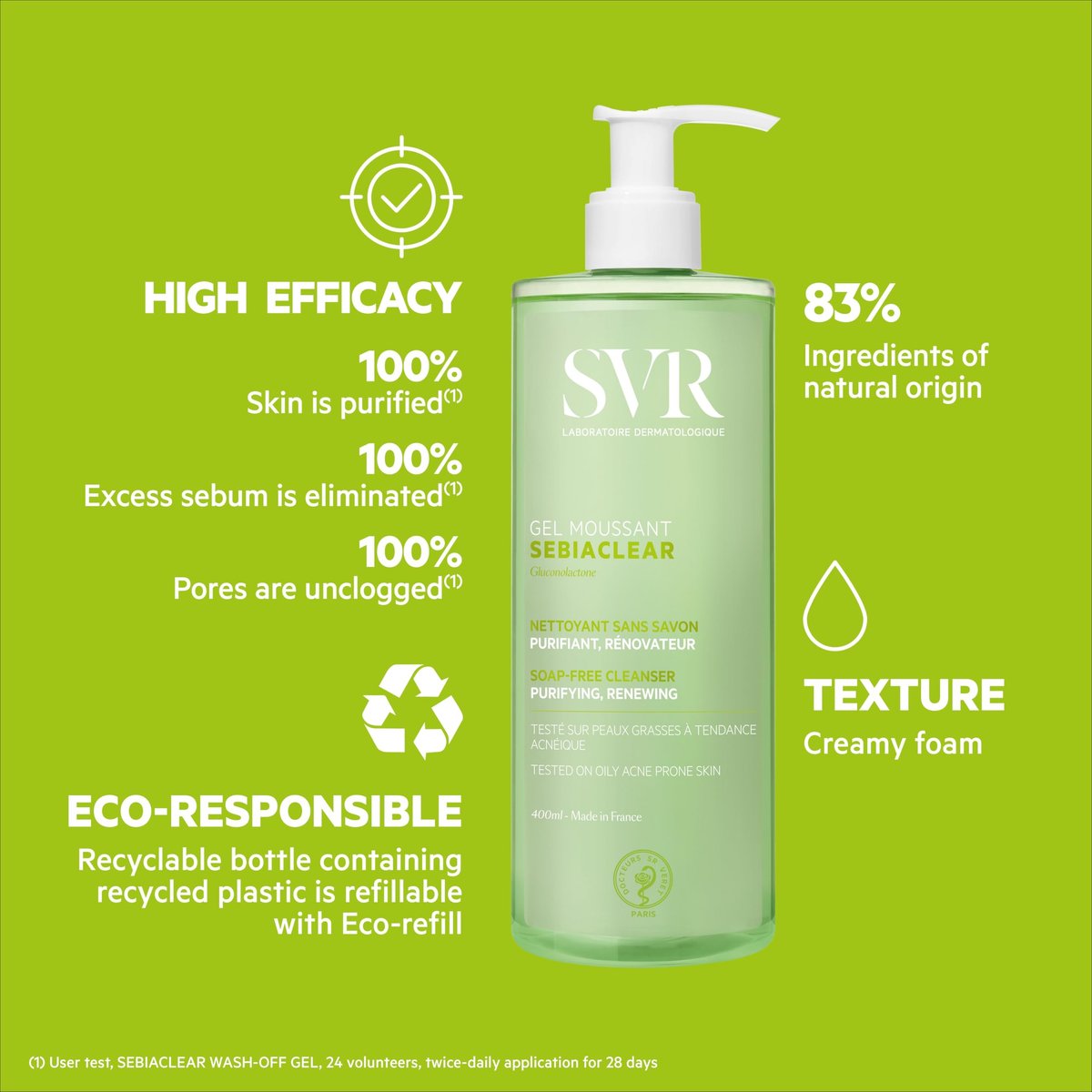 SVR Sebiaclear Foaming Gel – Gentle Cleanser for Acne-Prone Skin, Unclogs Pores, 96% Natural-Origin, Soap-Free & Sulfate-Free, 13.5 fl oz Avelisse