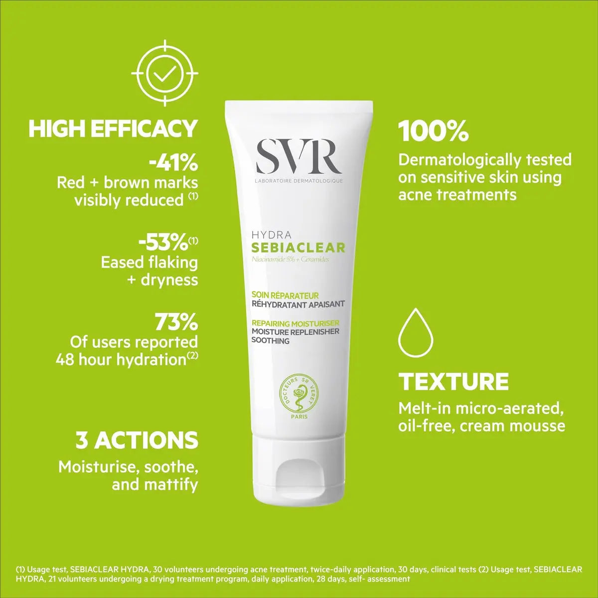 SVR Sebiaclear Moisturizing Face Cream - Soothing Moisturizer for Oily Sensitive Skin with Niacinamide, Hyaluronic Acid & Ceramides, Non-Comedogenic, 1.4 oz Avelisse