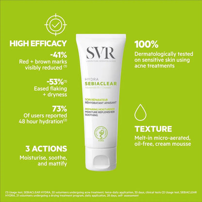 SVR Sebiaclear Moisturizing Face Cream - Soothing Moisturizer for Oily Sensitive Skin with Niacinamide, Hyaluronic Acid & Ceramides, Non-Comedogenic, 1.4 oz Avelisse